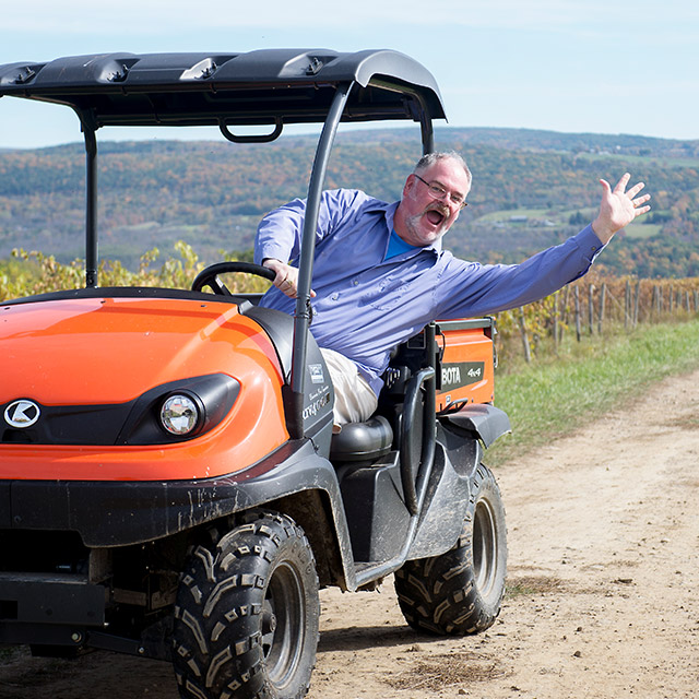 Our Steward David driving golf cart