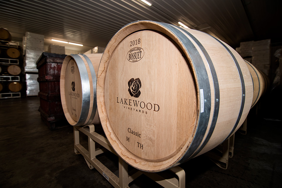 Lakewood wine barrel close-up