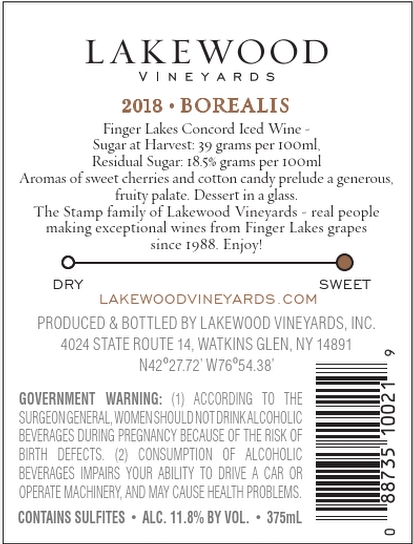 2018 Borealis wine label back