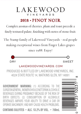 2018 Pinot Noir wine label back