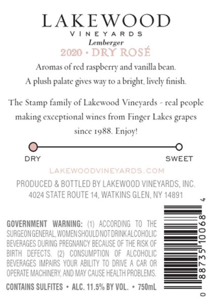 2020 Lemberger Dry Rose wine label back