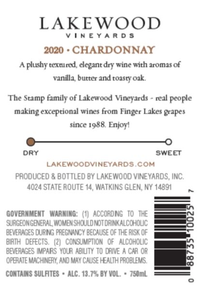 Chardonnay wine label back