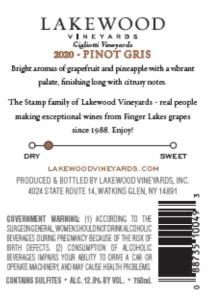 Pinot Gris wine label back