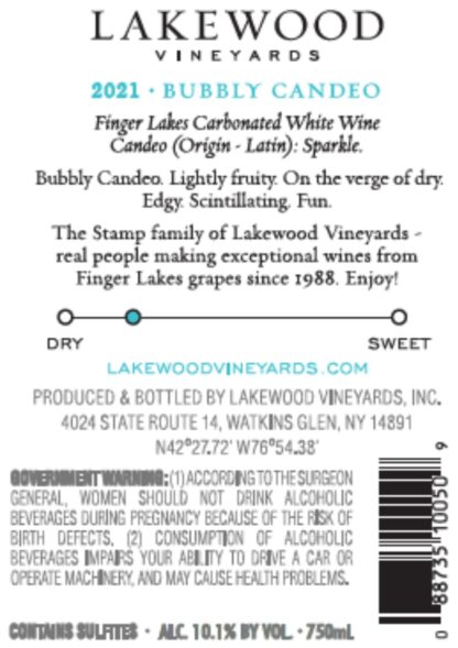 Bubbly Candeo wine label back