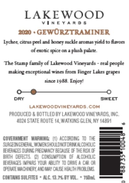 Gewurztraminer wine label back