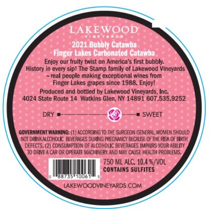 Bubbly Catawba wine label back