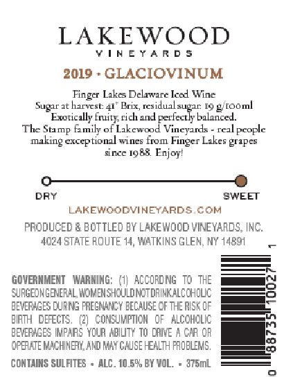 2019 Glaciovinum Wine Label back