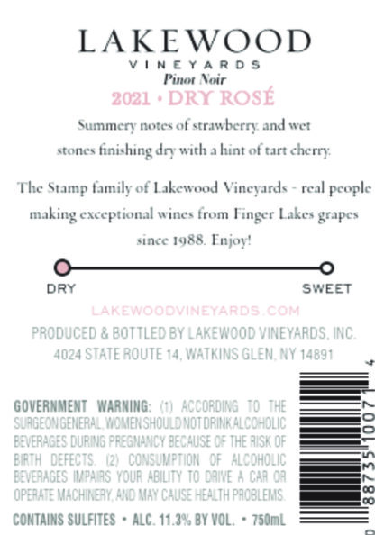 Pinot Noir Dry Rose label back